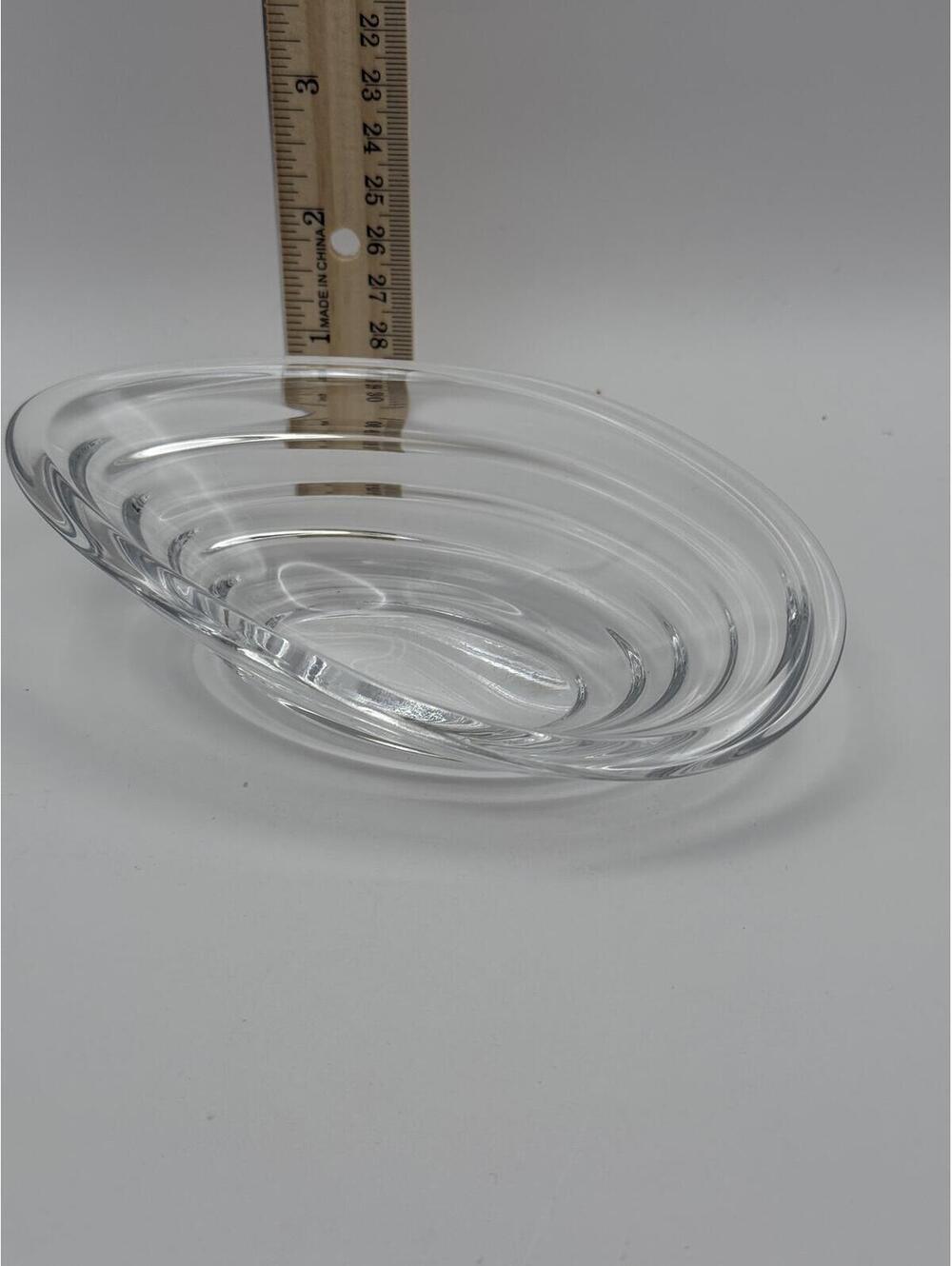 Rogaska Crystal Art Glass Oval Bowl Signed Clear Glass Centerpiece Dish